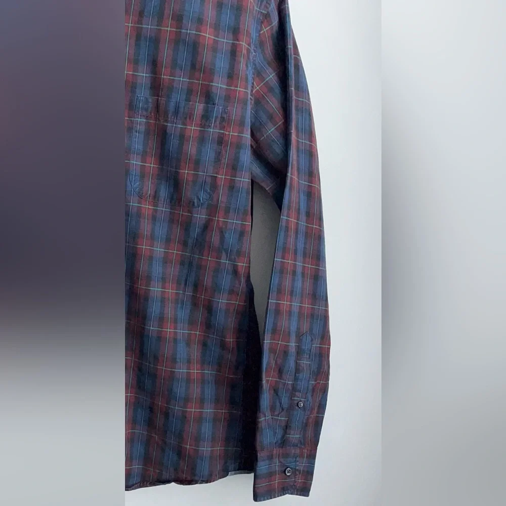J crew long sleeve plaid button down shirt size L slim